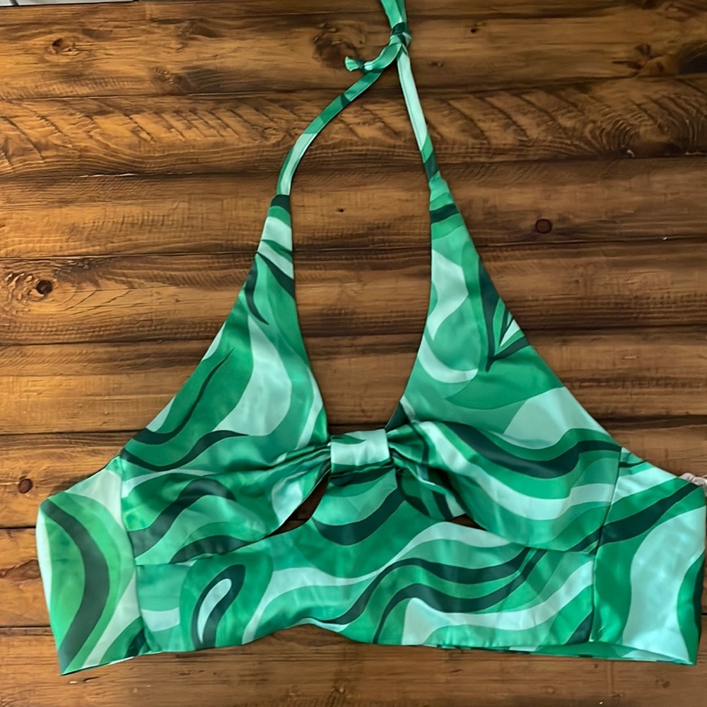 Green tie back halter